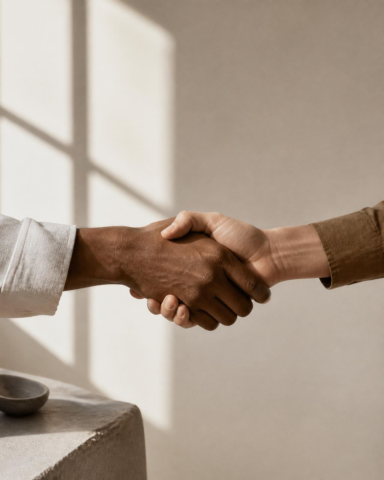 Dos manos uniéndose en señal de confianza